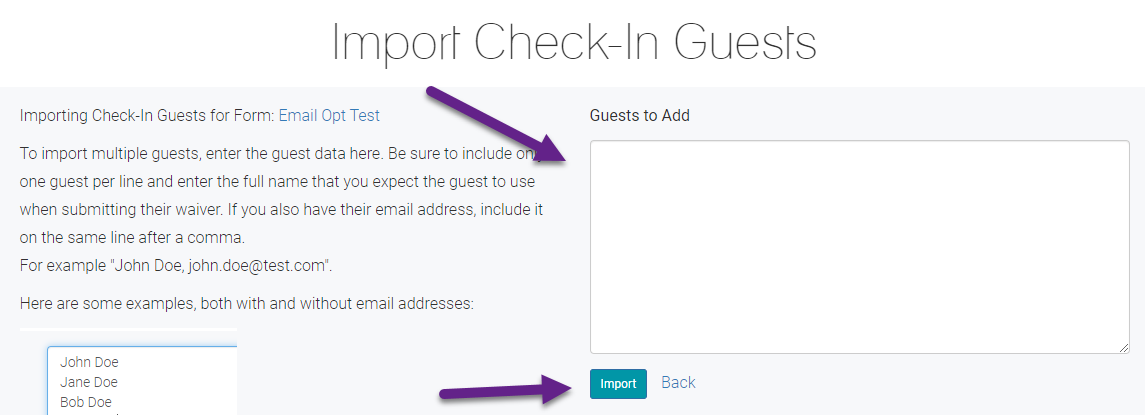 Import Check-In Guest